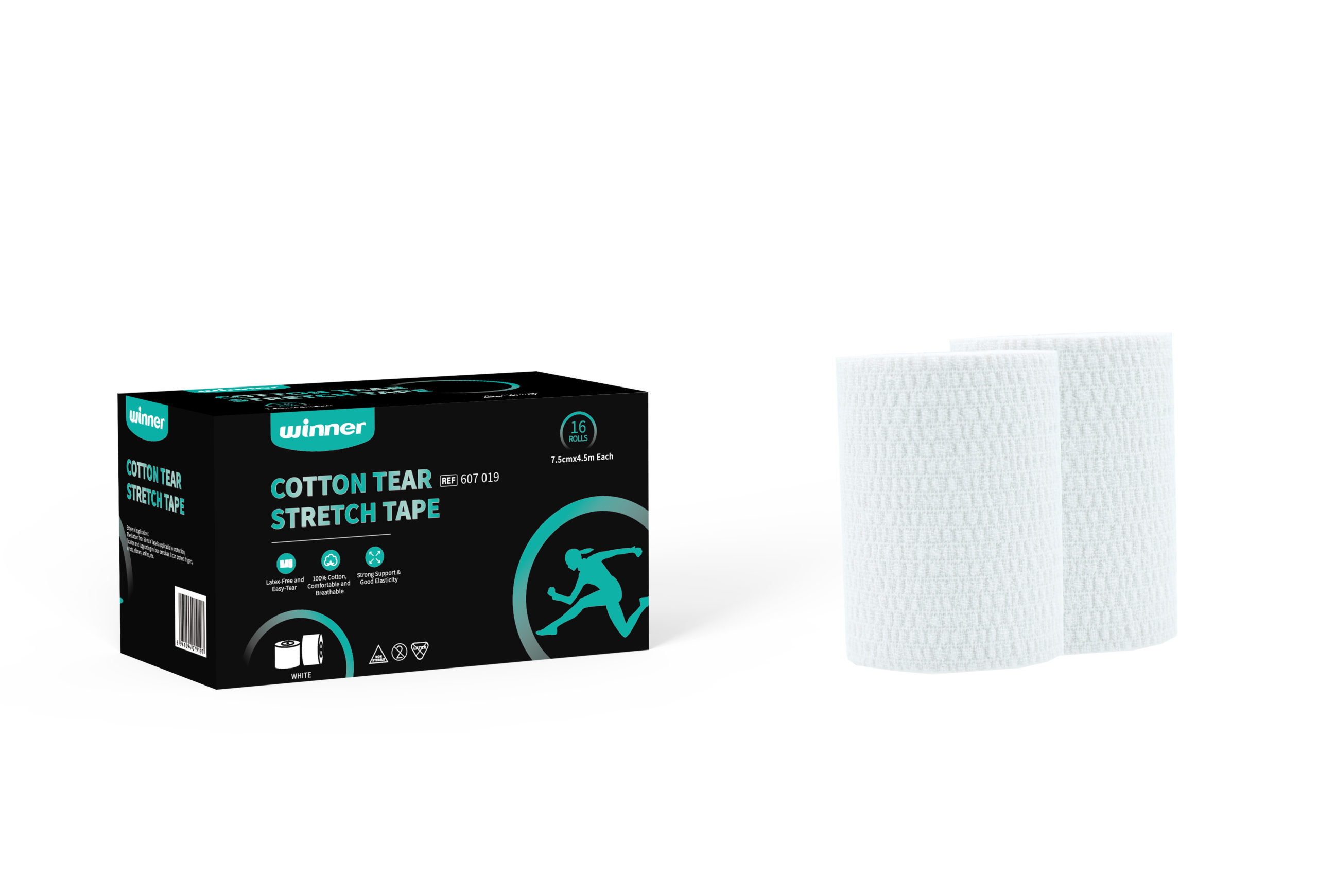 Тейп спортивный легкоразрываемый Winner Tape 7.5cm x 4.5m, 16 рул./уп. добавлен в список избранного